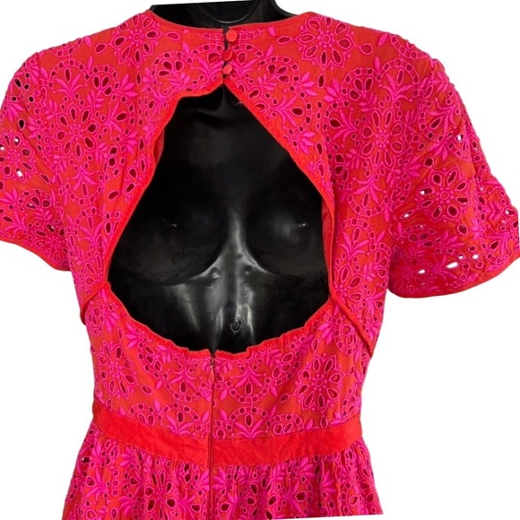 J. Crew Laced Courtney Dress Sz 8 Pink Orange Crochet Open Back Feminine - mordernwear.com J. Crew Laced Courtney Dress Sz 8 Pink Orange Crochet Open Back Feminine - mordernwear.com